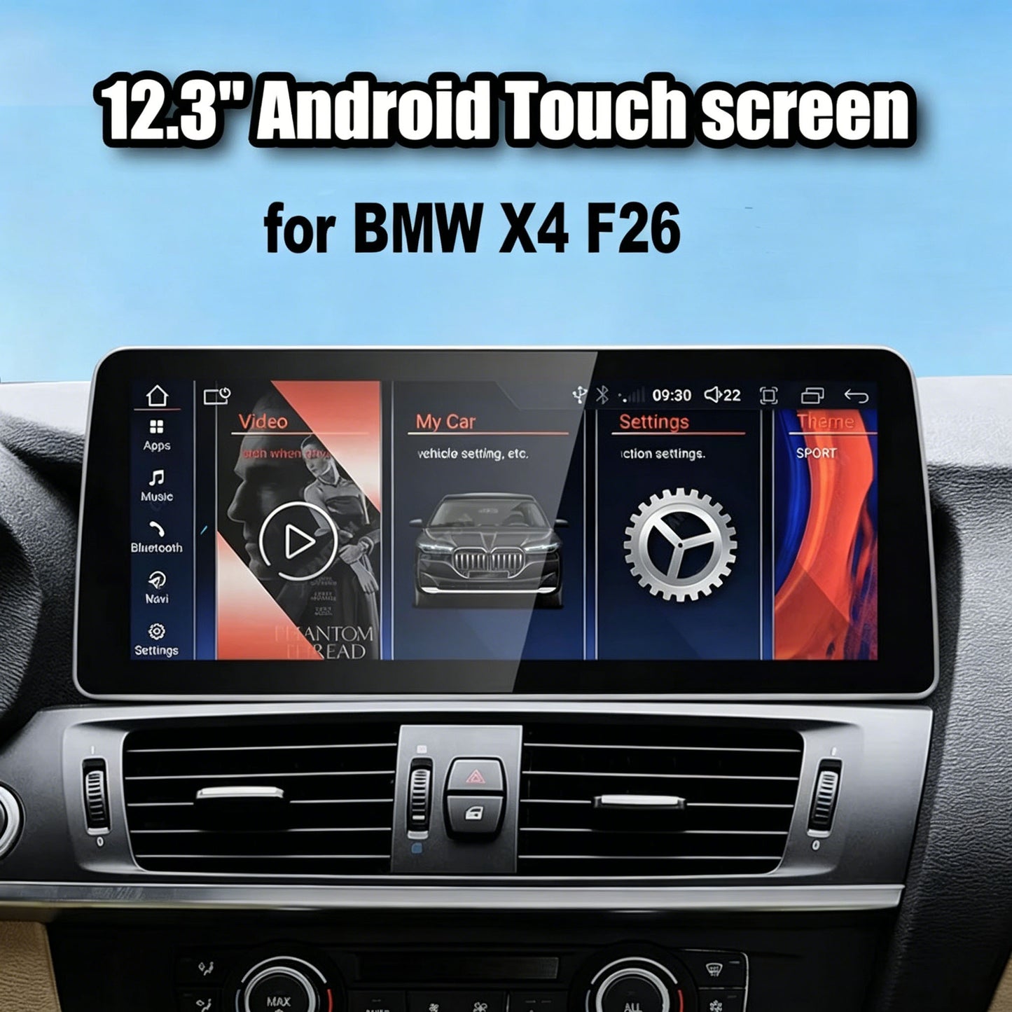 2014–2018 BMW X4 12.3" Digital Cockpit Android Car Multimedia IPS Touchscreen, OEM Style