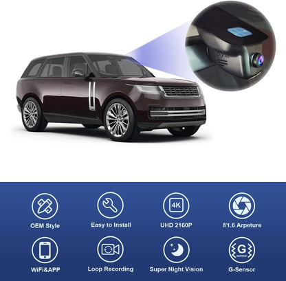 UHD 2160P 4K Dash Cam for Land Rover Range Rover 2010-2017, Built-in WiFi & APP, 64GB Card