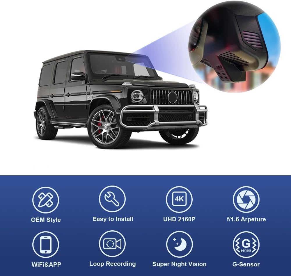 OEM Look Dash Cam Compatible with Mercedes-Benz G-Class (2019-2024) - Front 4K + Rear 1080P
