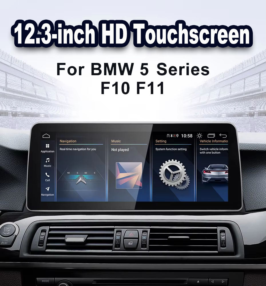 2010–2017 BMW 5 Series 12.3" Digital Cockpit Android Car Multimedia IPS Touchscreen, OEM Style